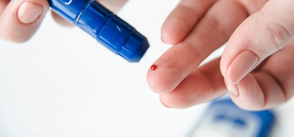 A deabetic check device on a hand