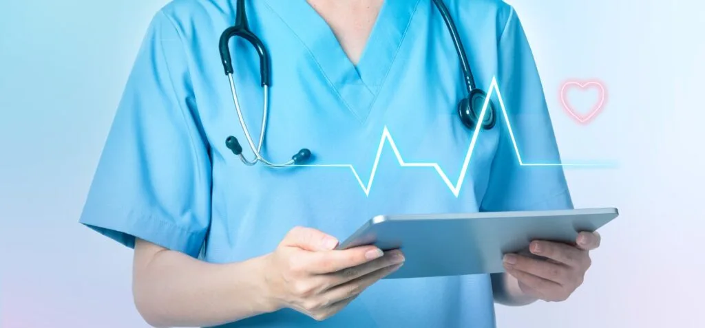 Female doctor using tablet medical technology